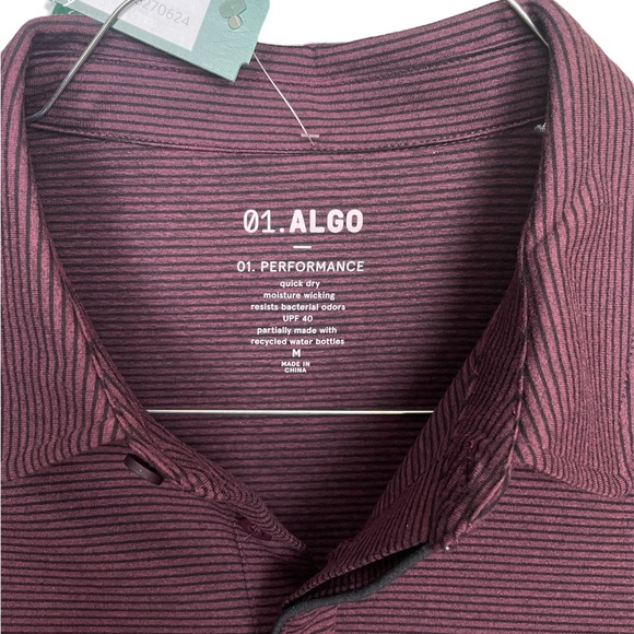 NWT 01.Algo Men’s Arrieta Microstripe Performance Polo Medium - Picture 3 of 4